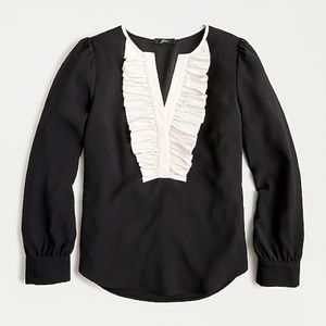 J. CREW Ruffle Front Top Satin Crepe